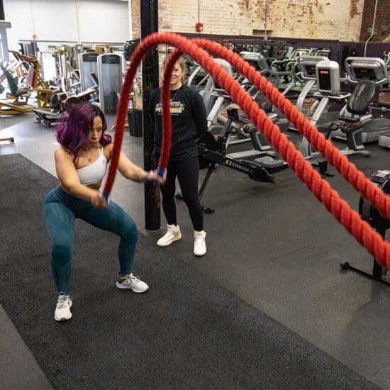 Group of people working out at a gym in Jamaica Plain during the fall season